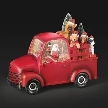 Lighted Truck w/Santa/Dogs