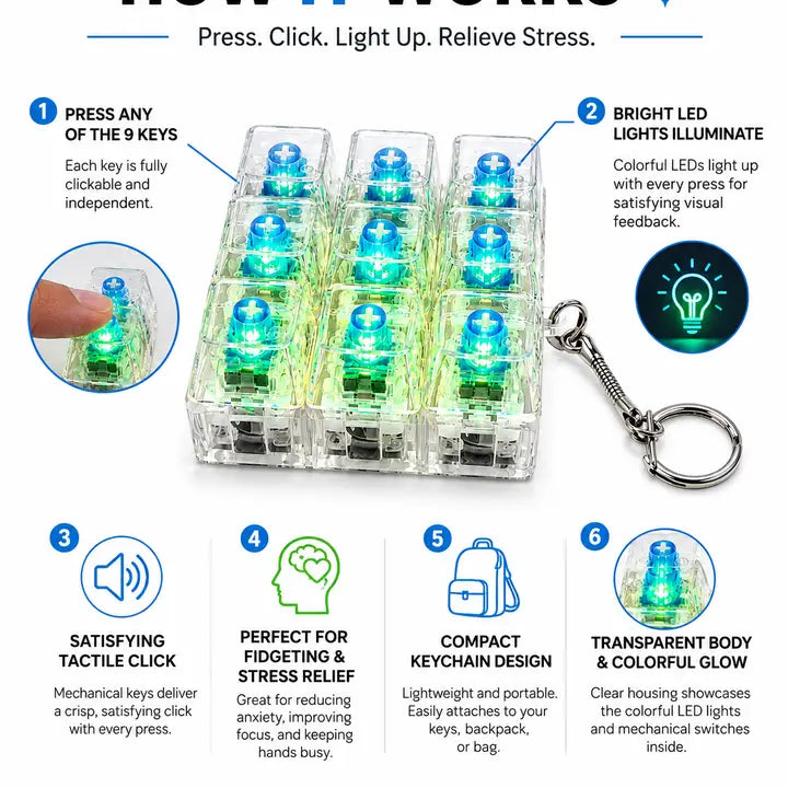 Light Up Keyboard Clicker Keychain