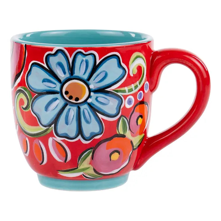 Red Floral Mug