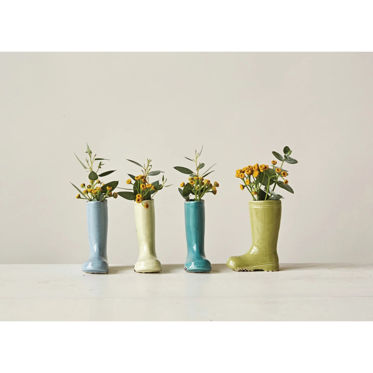 Distressed Stoneware Min Boot Vases