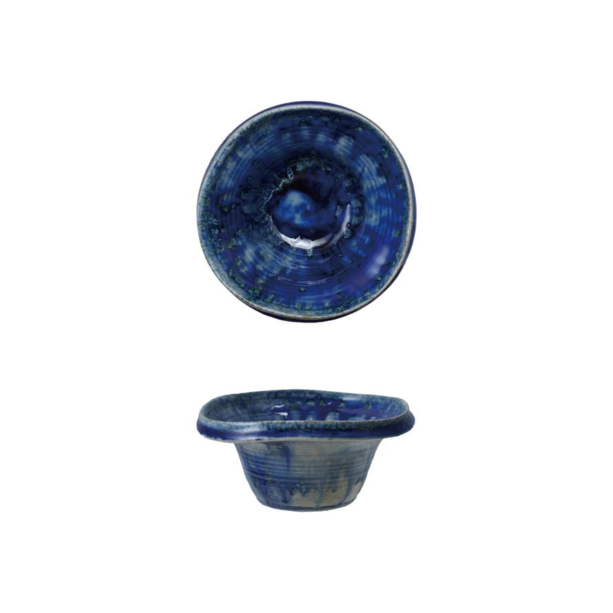 Reactive Crackle Glaze Footed Bowl