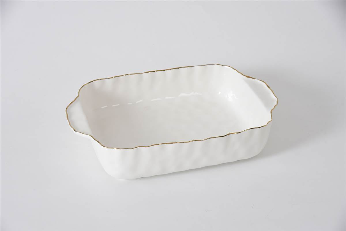 11x9 Gold Rim Rectangular Baking Dish