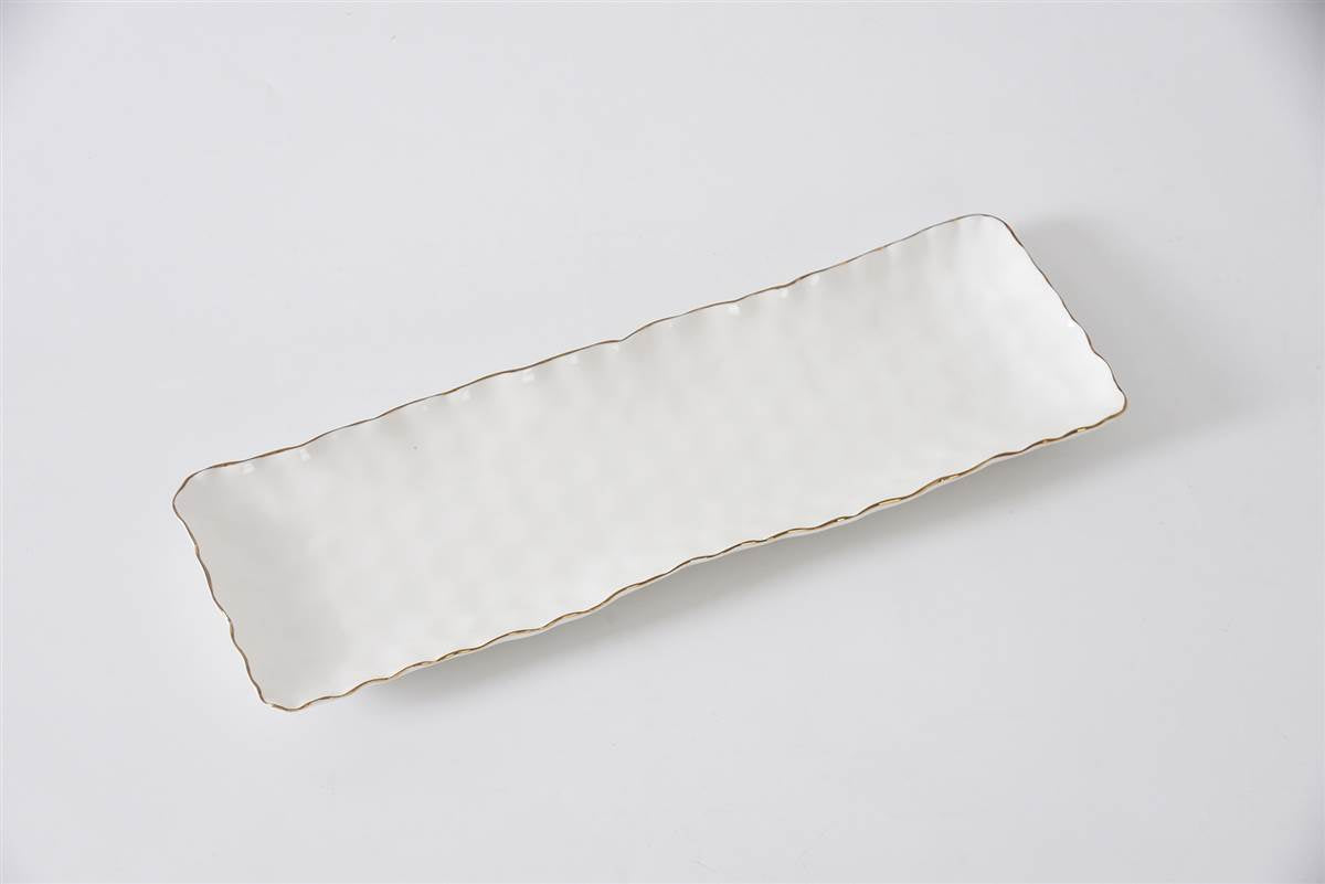 Gold Rim Rectangular Serving Piece